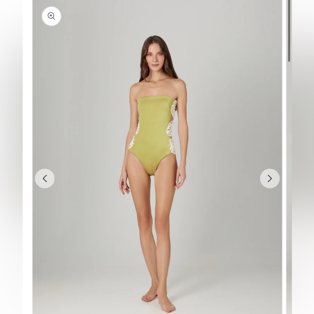 NWOT‎ Bahia Maria Green Strapless Swimsuit with White Accents